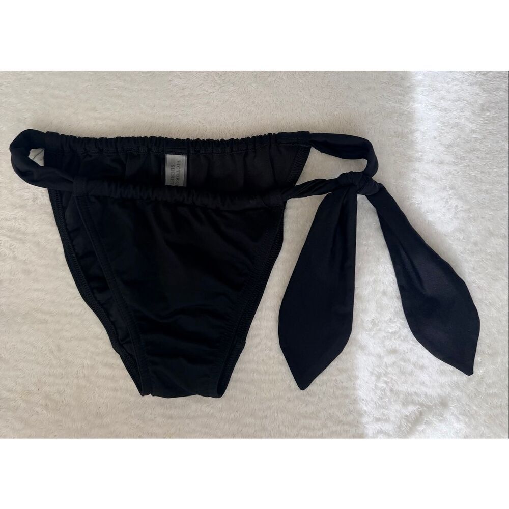 Victoria’s Secret Black Side Tie Bikini Bottom Size Small Y2K Swimwear